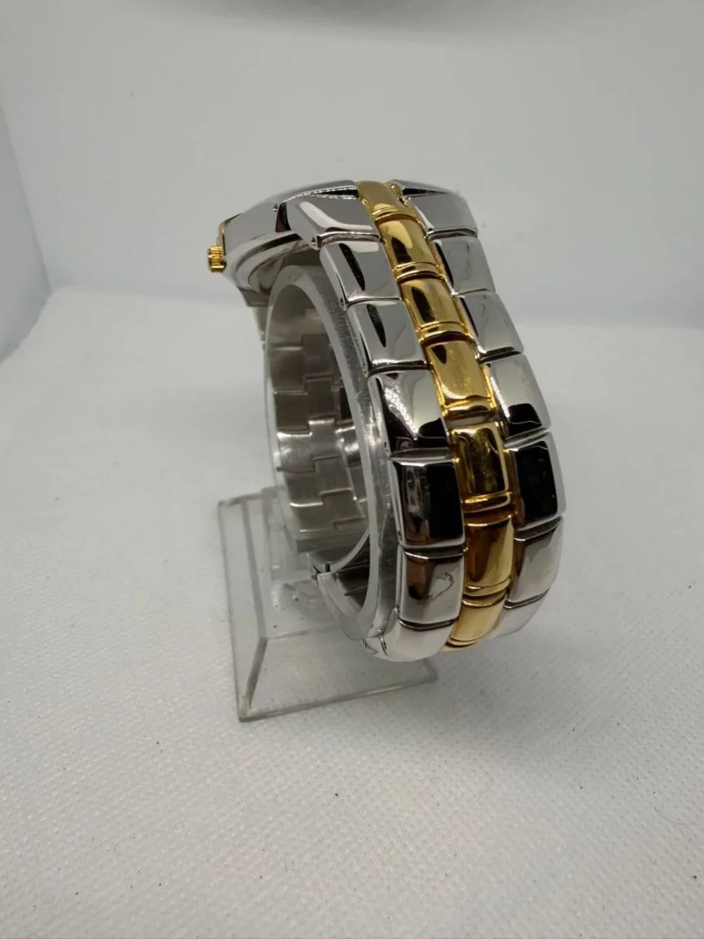 Peugeot Men's Black Dial Crystal Bezel Two-Tone Bracelet Quartz Watch 139BK